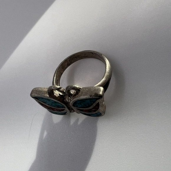 925 STERLING SILVER & OPAL BUTTERFLY  RING SIZE 4.5 - Picture 7 of 9